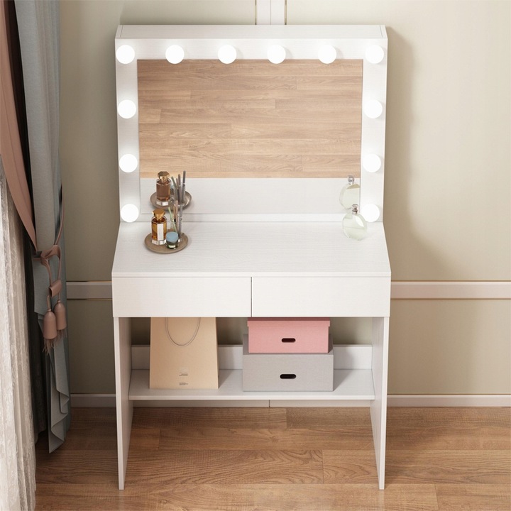 TOALETKA-KOSMETYCZNA-MAKIJAZU-WIZAZU-Z-LUSTREM-LED-NOWOCZESNA-LOFT-GLAMOUR-Glebokosc-mebla-40-cm