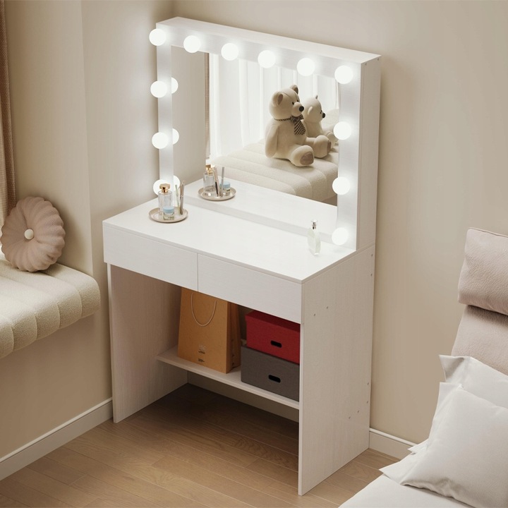 TOALETKA-KOSMETYCZNA-MAKIJAZU-WIZAZU-Z-LUSTREM-LED-NOWOCZESNA-LOFT-GLAMOUR-Kolor-mebla-bialy