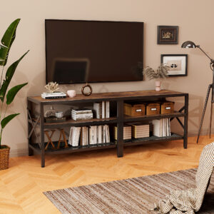 TV skrinka pre televízor, vintage stojan do obývacej izby, rustikálna hnedá, retro