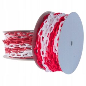 25 m plastový bezpečnostný reťaz, 6 mm, biela a červená