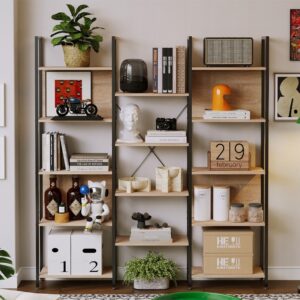 Priemyselná stojaca knižnica v štýle loft – svetlo hnedá – 166 cm