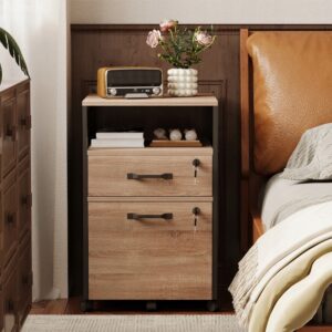 Skriňa na kolieskach, kontajner na dokumenty so zásuvkami, uzamykateľný, svetlo hnedý