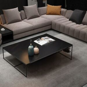 Moderný obdĺžnikový konferenčný stolík 120 cm čierny industriálny loft