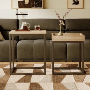 Konferenčný stolík, konferenčný stolík a sada stolov, 2 v 1 Loft, Industrial, Svetlohnedá