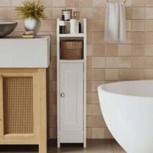 Kúpeľňová skrinka – biela – 80 cm – 4 police – loft/moderný štýl