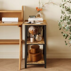 Nočný stolík, príručný stolík, konferenčný stolík, priemyselná polica, tmavohnedý retro, 75 cm