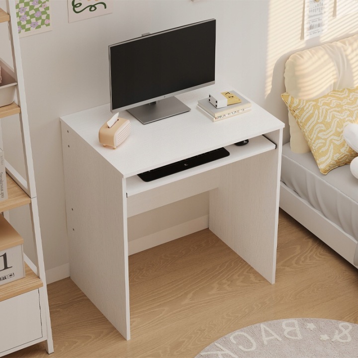 BIURKO-KOMPUTEROWE-STOLIK-BIALE-NOWOCZESNE-Z-POLKA-NA-KLAWIATURE-LOFT-70CM-Marka-Rebiko