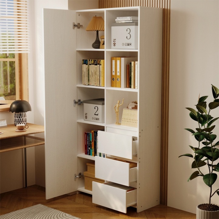 REGAL-NA-KSIAZKI-BIUROWY-3-SZUFLADY-NOWOCZESNY-LOFT-BIALY-WYSOKI-Z-POLKAMI-Kolekcja-REGAL-NA-KSIAZKI-BIUROWY-3-SZUFLADY