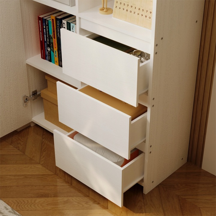 REGAL-NA-KSIAZKI-BIUROWY-3-SZUFLADY-NOWOCZESNY-LOFT-BIALY-WYSOKI-Z-POLKAMI-Wysokosc-mebla-177-cm