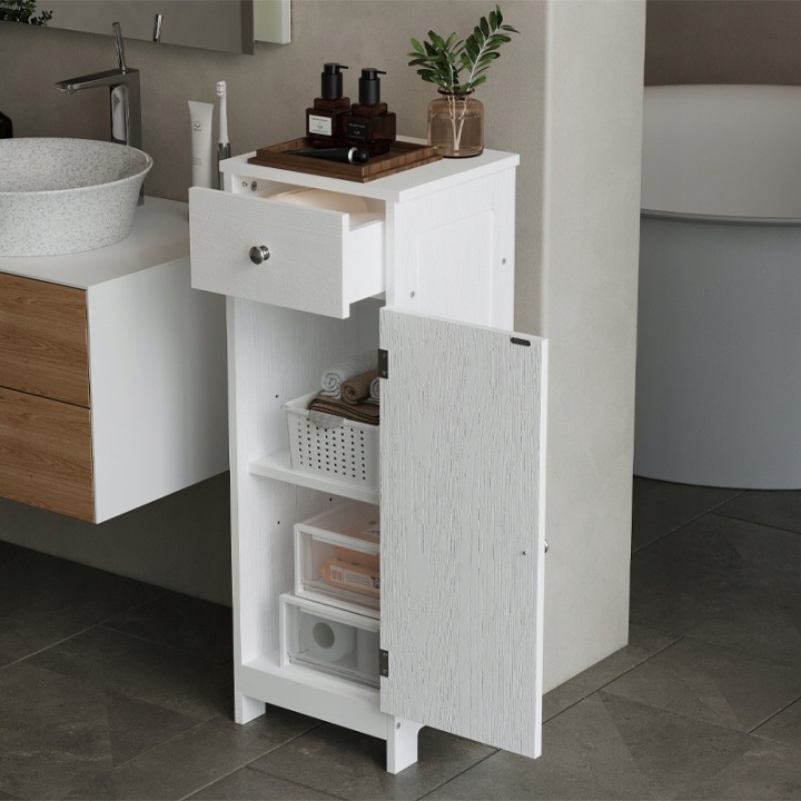 SZAFKA-LAZIENKOWA-SLUPEK-DRZWI-BIALA-WYSOKA-2-POLKI-Z-SZUFLADA-LOFT-87-CM-Glebokosc-mebla-30-cm