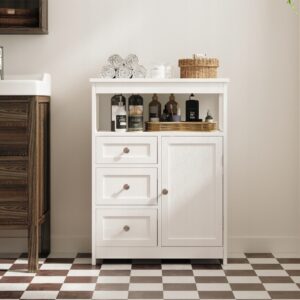Kúpeľňová Skrinka Biela s 3 Zásuvkami – Stojaca Loft 60 cm