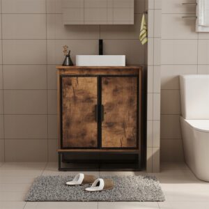 Kúpeľňová skrinka pod umývadlo s dvierkami Loft, rustikálna hnedá, a poličkou, 82 cm